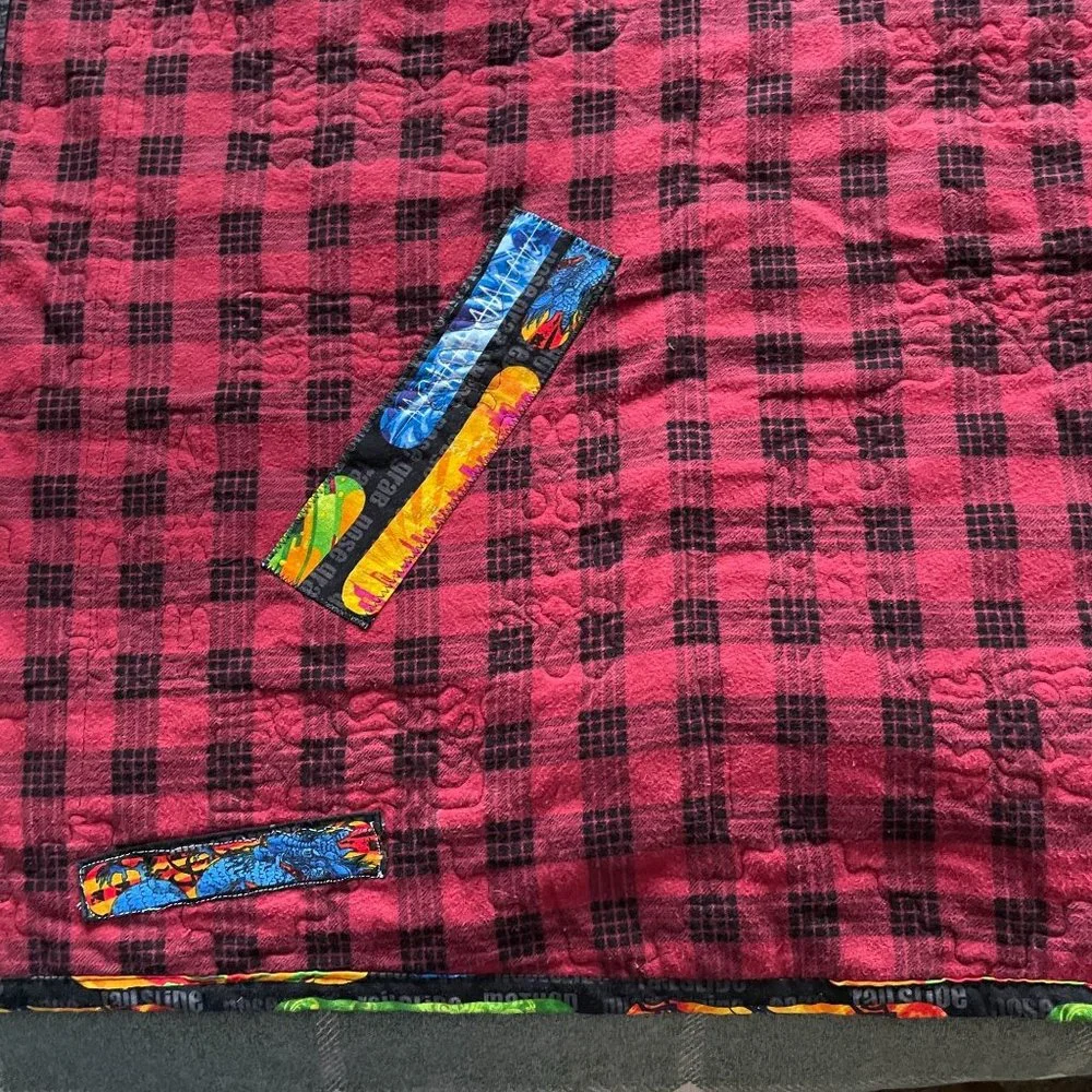 Handmade Patchwork Quilt Snowboarding Icon Pattern Multicolor Wilderness 57X78